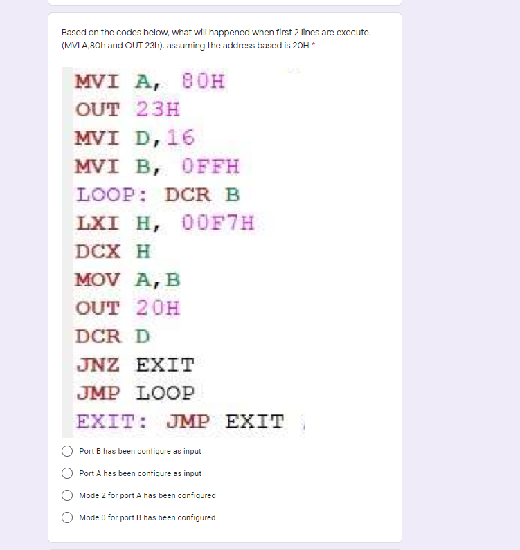 Solved ASSUME 8085 Microprocessor ( Assembly ) Tell Me The | Chegg.com