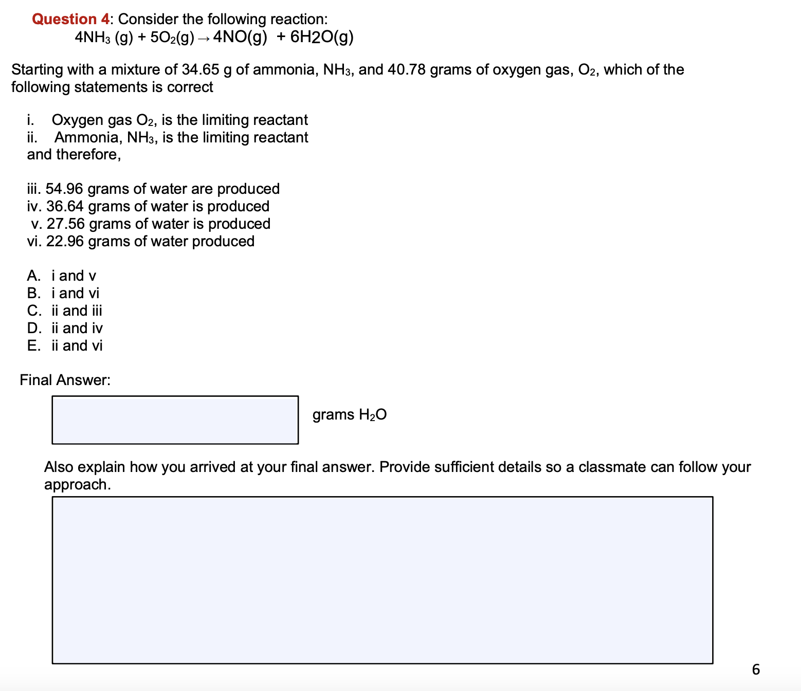 Solved Question 4 Consider The Following Reaction 4nh3 2980