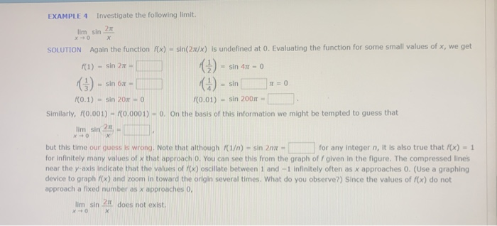 Solved Investigate the following limit. EXAMPLE 4 lim sin 2프 | Chegg.com