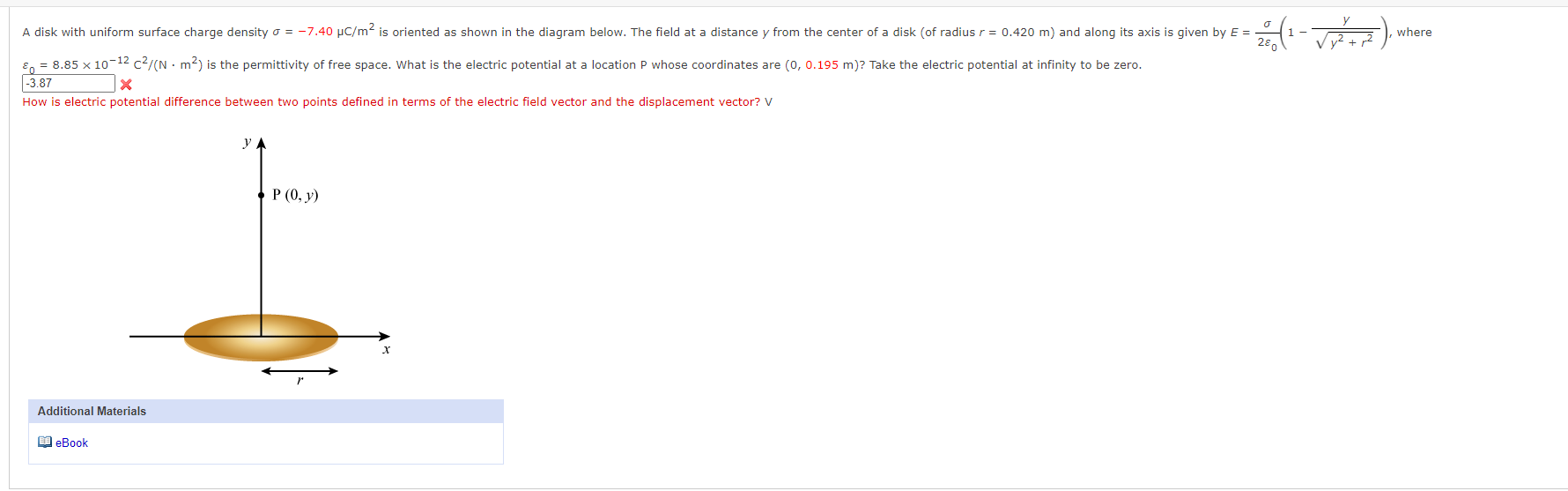 Solved o 2 (1 where A disk with uniform surface charge | Chegg.com