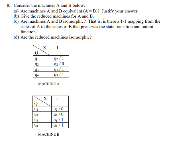 8. Consider The Machines A And B Below. A) Are | Chegg.com