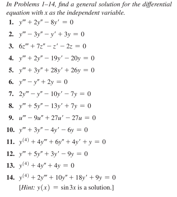 Solved In Problems 1-14, find a general solution for the | Chegg.com