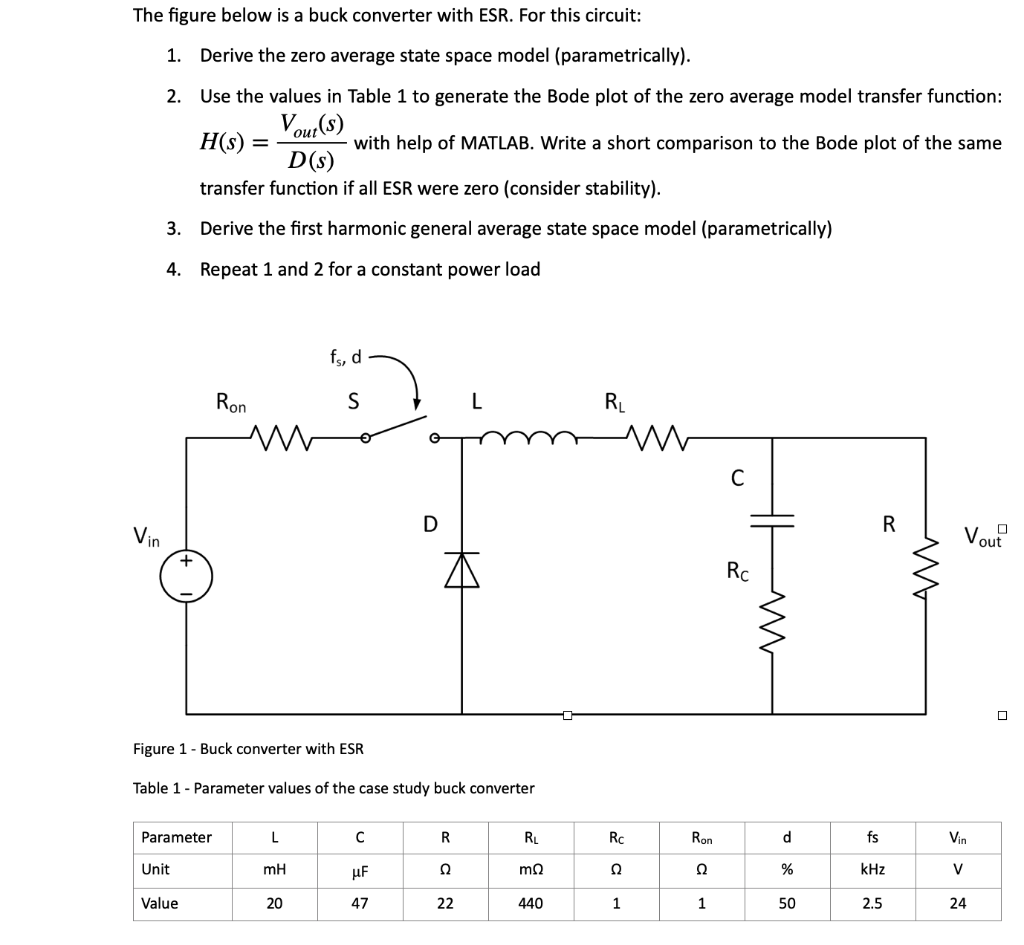 The figure below is a buck converter with ESR. For