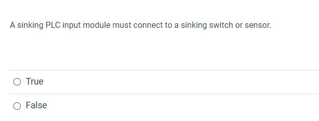 Solved A sinking PLC input module must connect to a sinking | Chegg.com