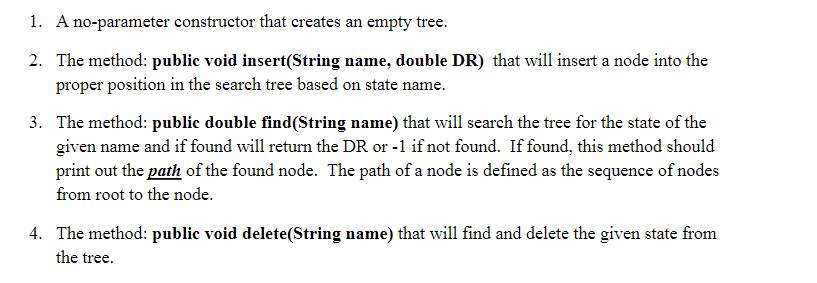 Solved 1. A no-parameter constructor that creates an empty | Chegg.com