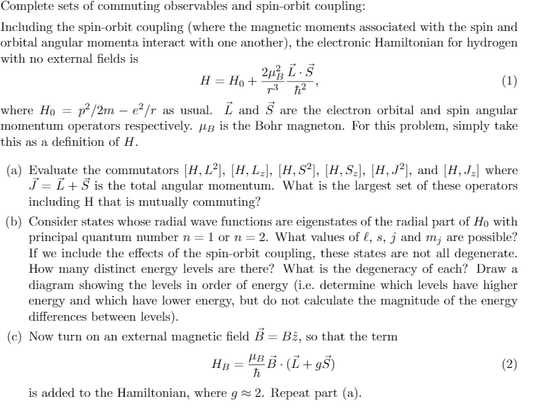Solved 21.5 Complete sets of commuting observables and