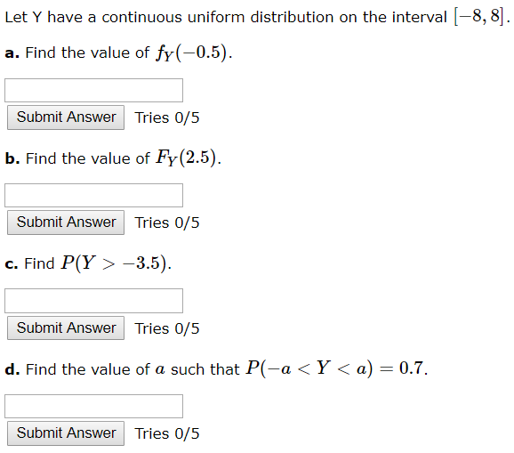 Solved Let Y Have A Continuous Uniform Distribution On The | Chegg.com