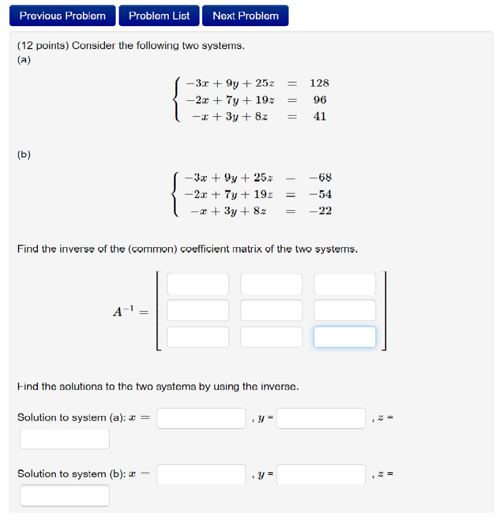 Solved Previous Problem Problem List Next Problem (12 | Chegg.com