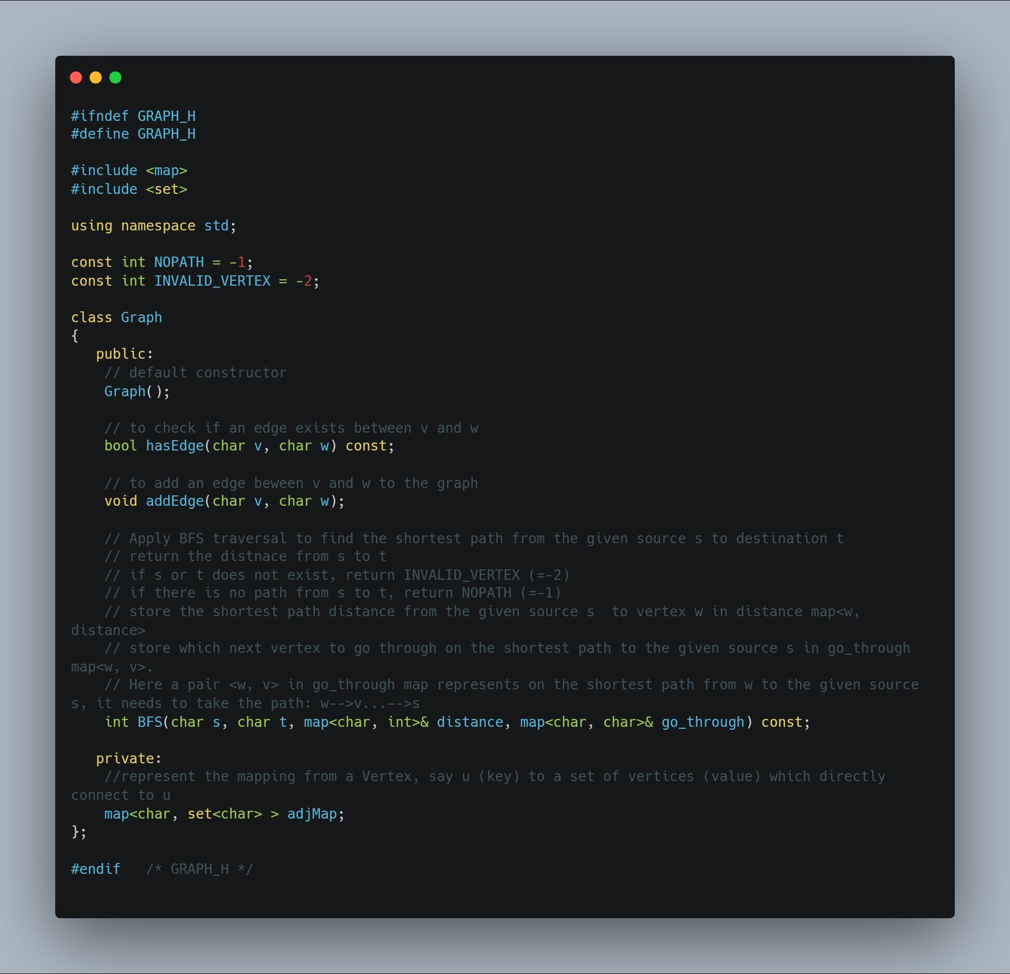 Solved - Modify the definition of the class named Graph, and | Chegg.com