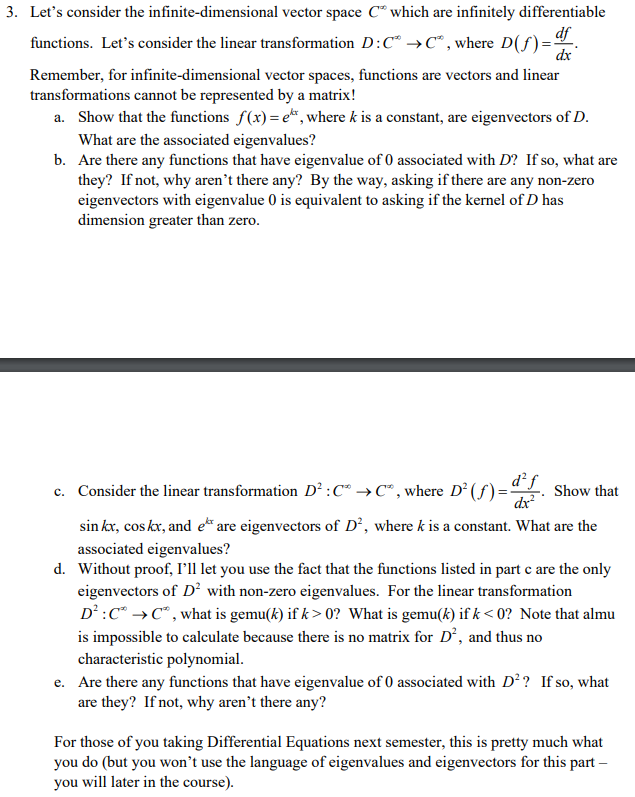 Solved 3. Let's consider the infinite-dimensional vector | Chegg.com