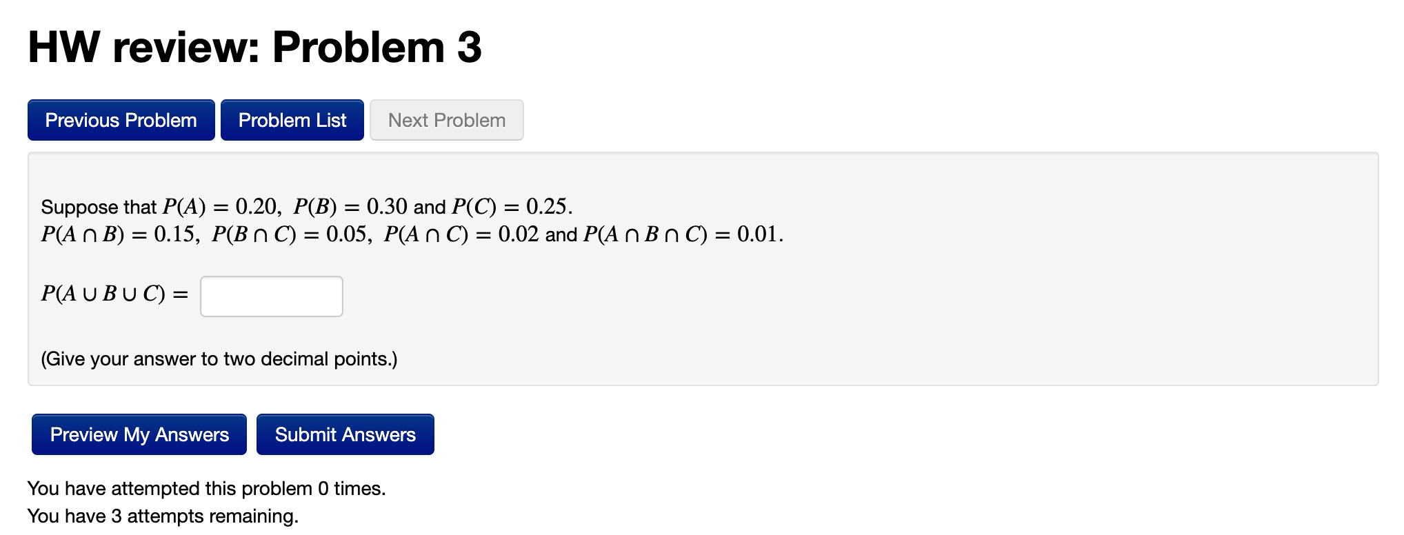 Solved HW review: Problem 3 Previous Problem Problem List | Chegg.com