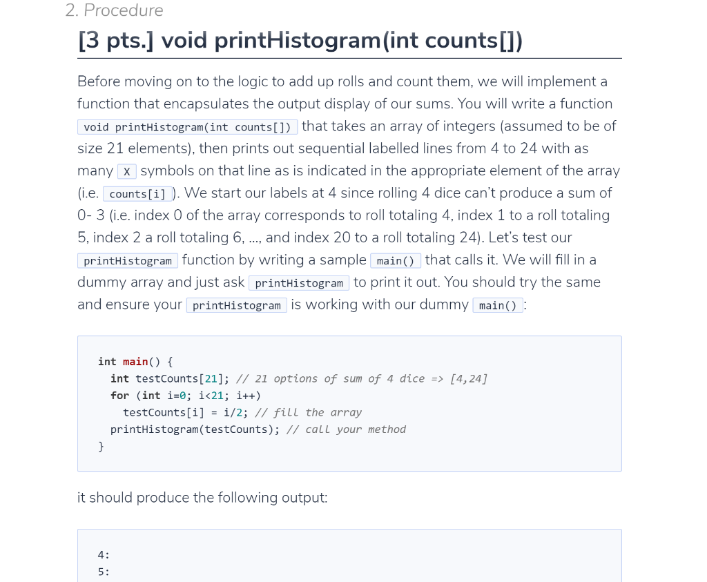Solved 2. Procedure [2 pts.] int roll() Define a function | Chegg.com