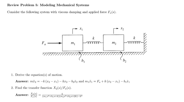 Solved Review Problem 5: Modeling Mechanical Systems | Chegg.com