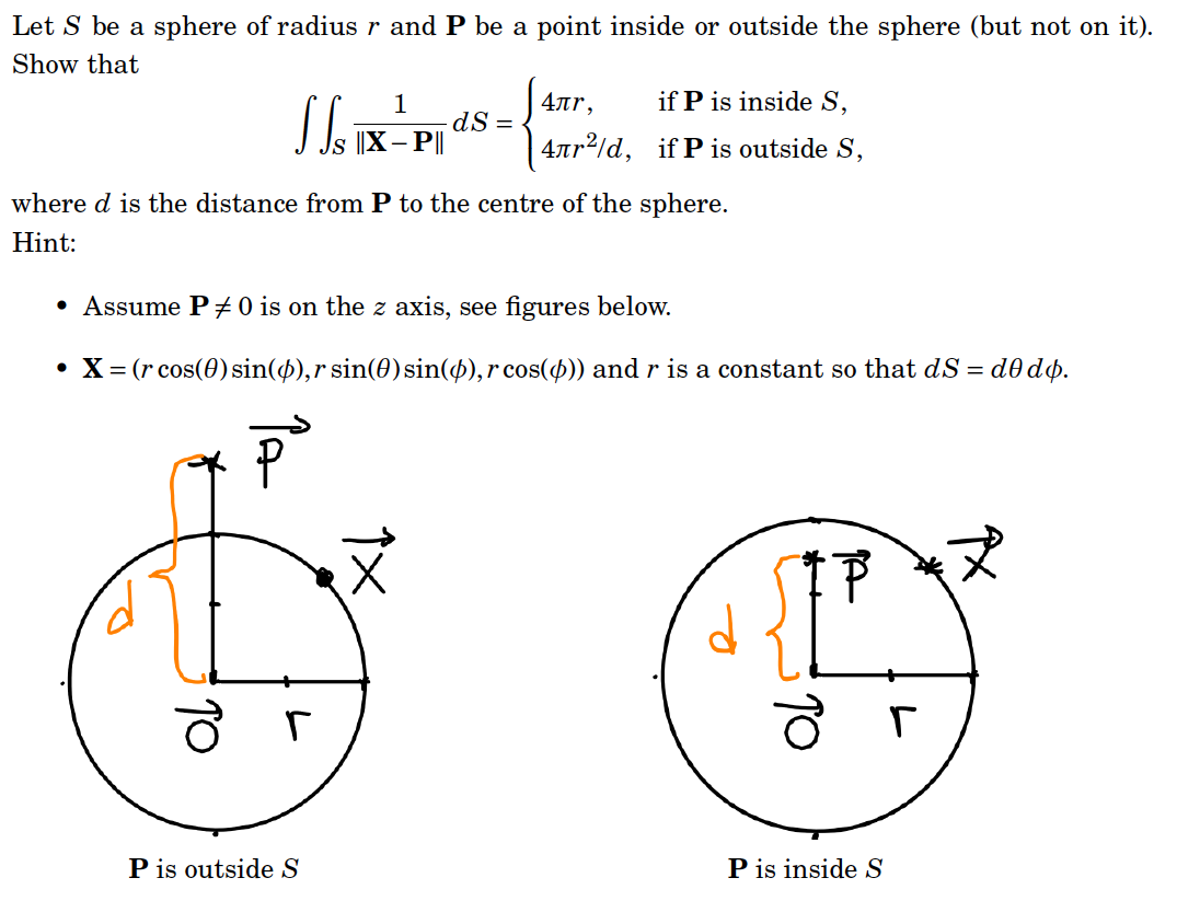 Solved Let S be a sphere of radius r and P be a point inside | Chegg.com