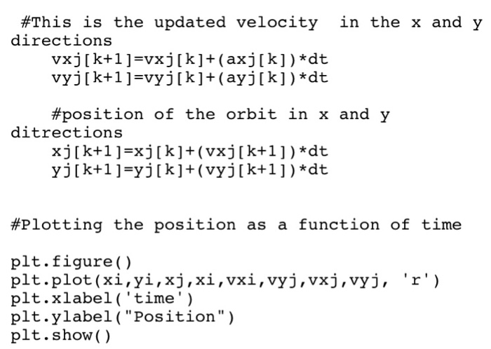Solved I’m trying to model the earth orbiting the sun using | Chegg.com