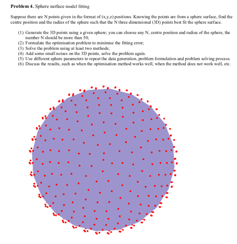 Problem 4. Sphere surface model fitting Suppose there | Chegg.com