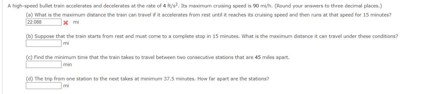 Solved A high-speed bullet train accelerates and decelerates | Chegg.com