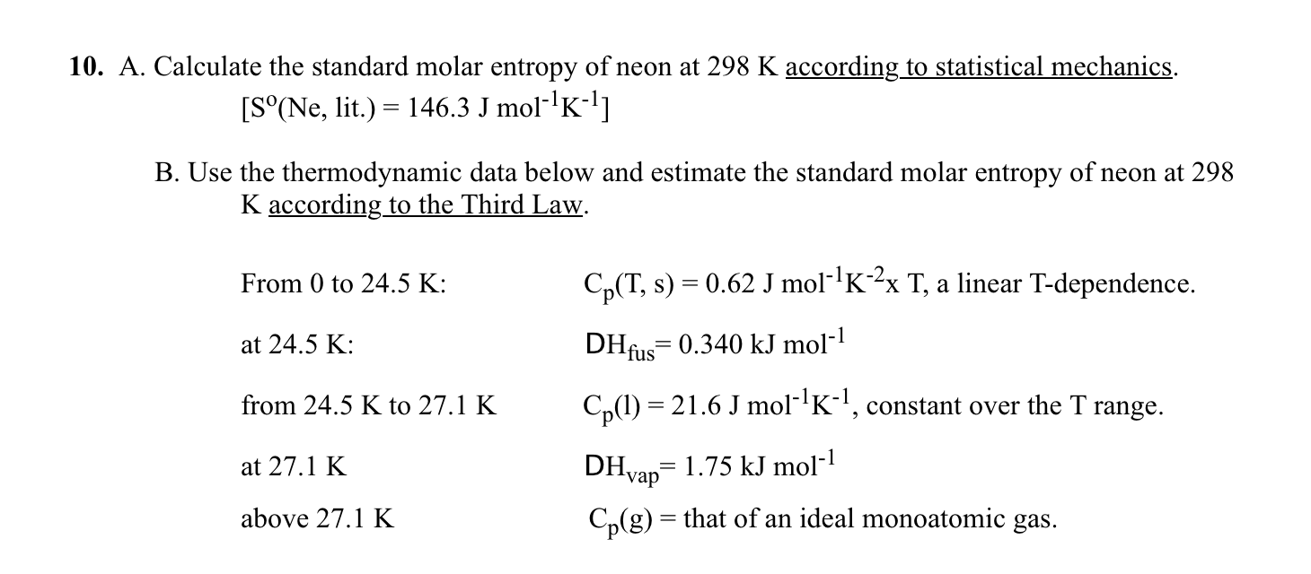 absolute molar entropy equation
