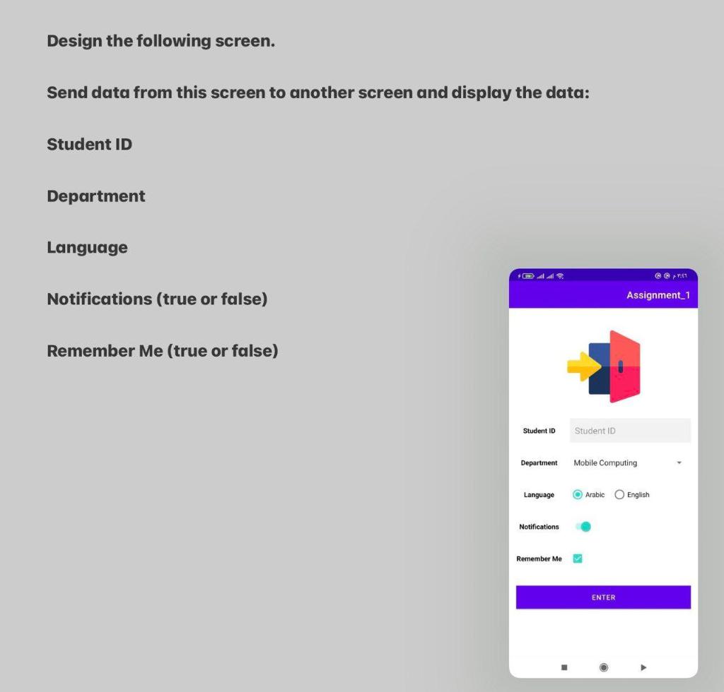 Design the following screen. Send data from this | Chegg.com