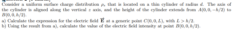 Solved Consider a uniform surface charge distribution ps | Chegg.com