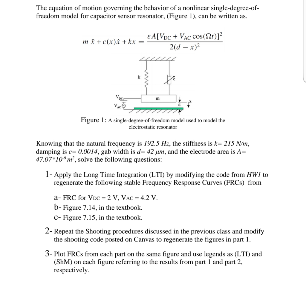 The Equation Of Motion Governing The Behavior Of A Chegg Com