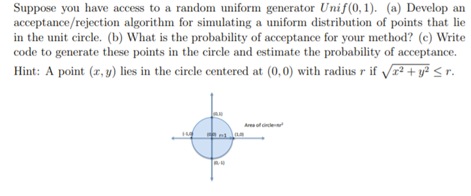 Suppose you have access to a random uniform generator | Chegg.com