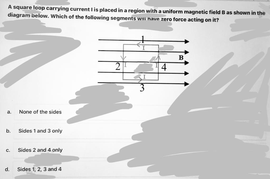 Solved A square loop carrying current lis placed in a region | Chegg.com