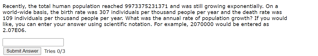 Solved Recently, the total human population reached | Chegg.com