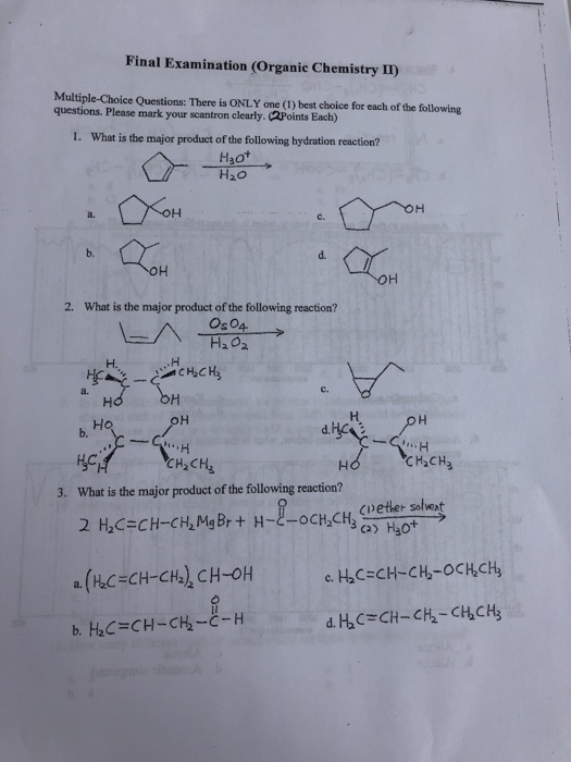 Final Examination Chemistry II) Multiple...