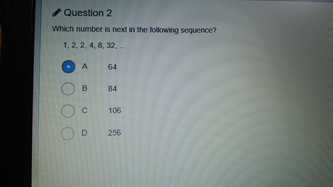 find the next number in the sequence 1 2 4 8 16