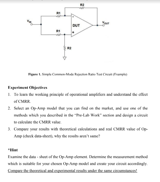 Solved Figure 1. Simple CommonMode Rejection Ratio Test