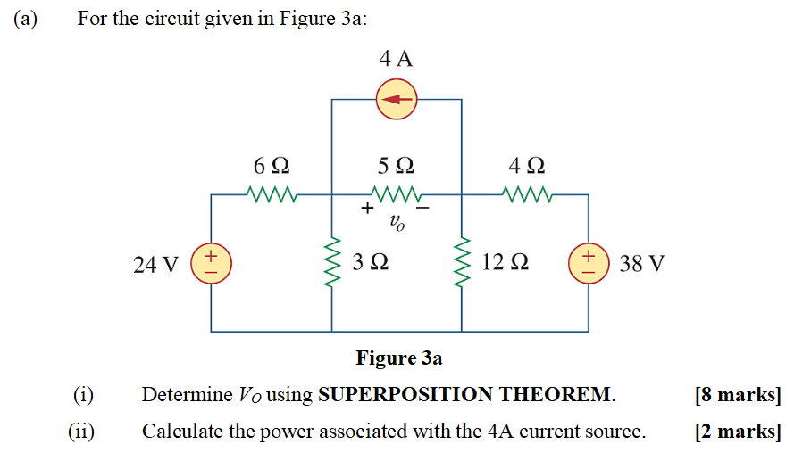 Solved (a) For the circuit given in Figure 3a: 4A 622 5 Ω | Chegg.com