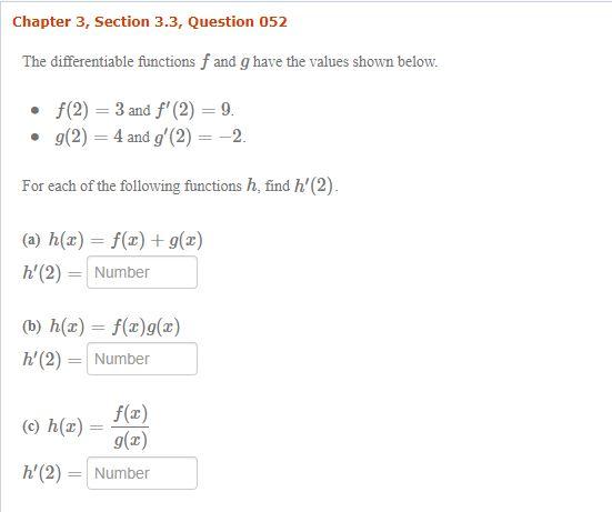 Solved Chapter 3, Section 3.3, Question 052 The | Chegg.com