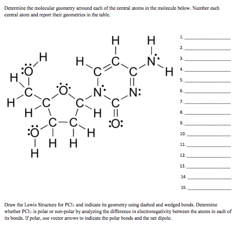 Solved Determine the molecular geometry around cach of the | Chegg.com