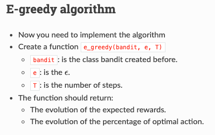 Solved E-greedy algorithm - Now you need to implement the | Chegg.com