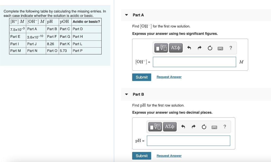 Solved Part A Complete the following table by calculating Chegg