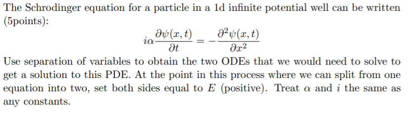 Solved The Schrodinger equation for a particle in a ld | Chegg.com
