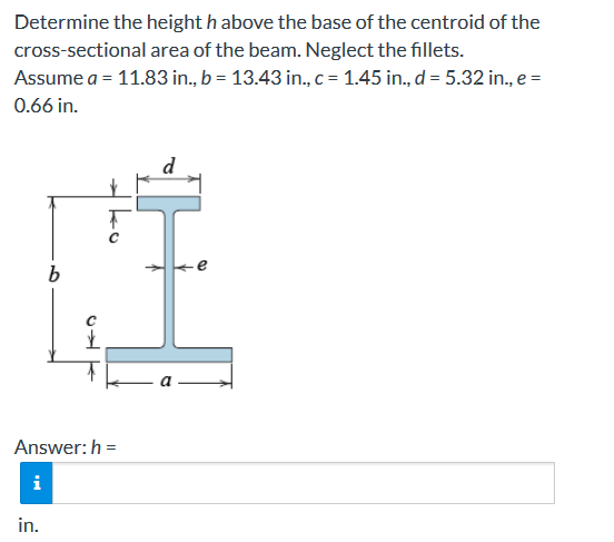 Solved Determine the height h above the base of the centroid | Chegg.com