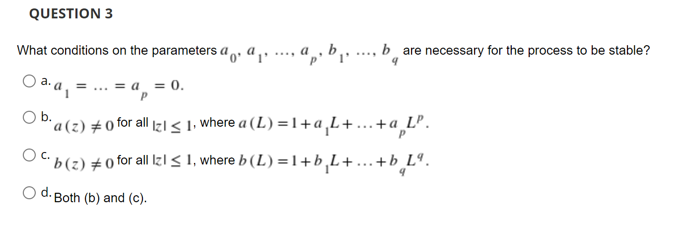 Solved QUESTION 3 What conditions on the parameters a , a , | Chegg.com