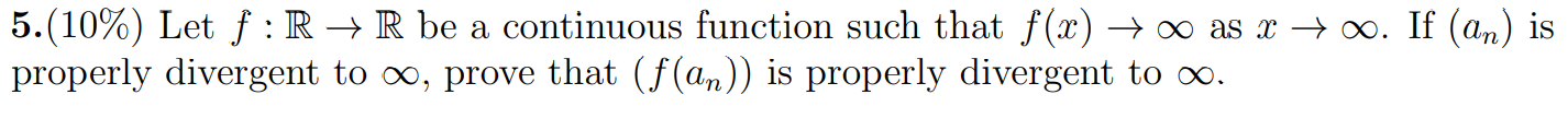 Solved Let f:R→R be a continuous function such that f(x)→∞ | Chegg.com