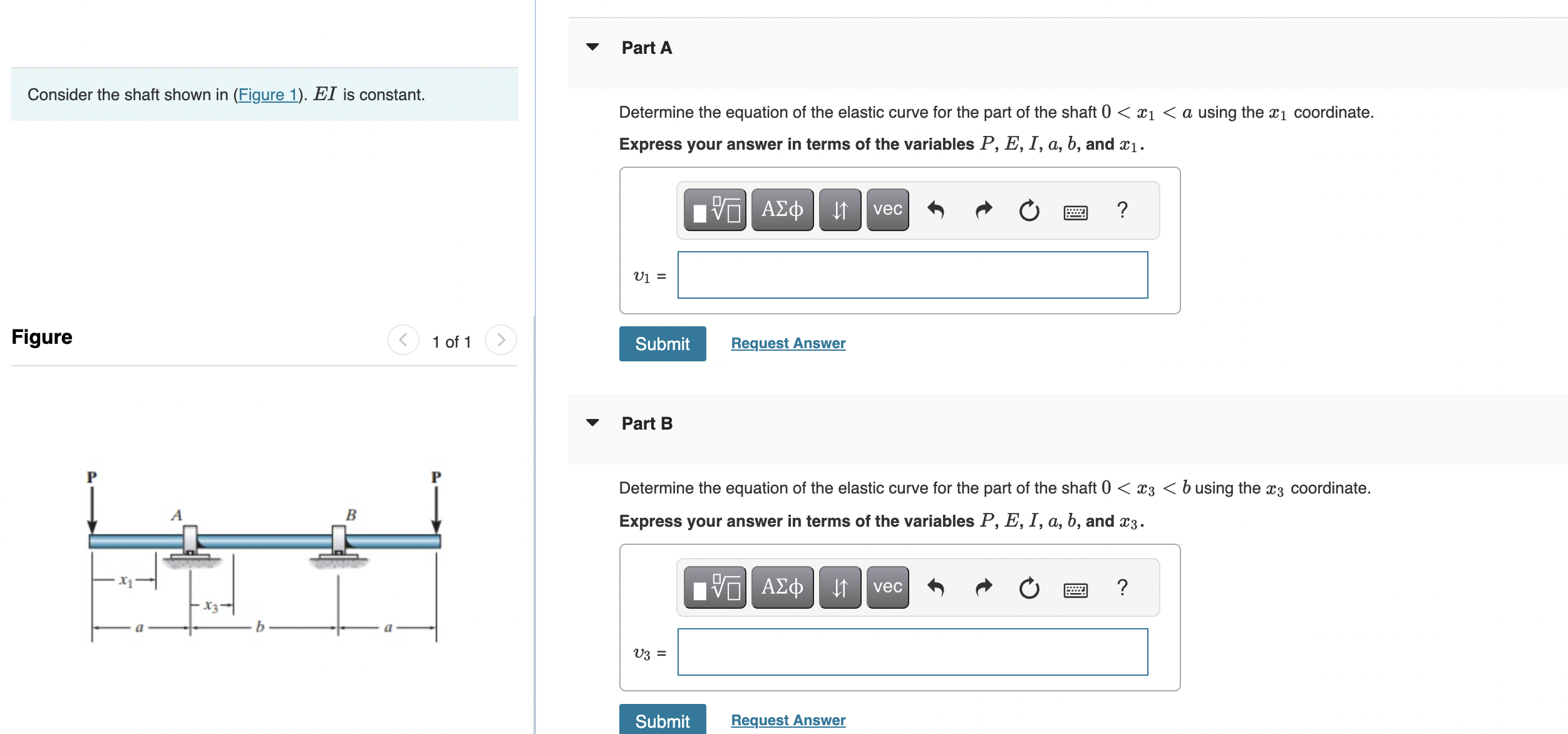 Solved Consider the shaft shown in (Figure 1). EI is | Chegg.com