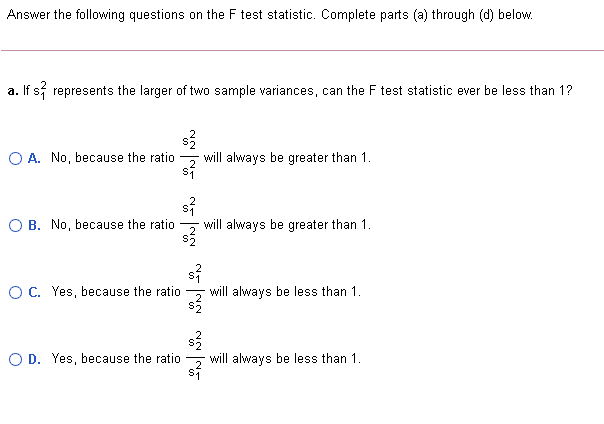 Solved Answer the following questions on the F test | Chegg.com