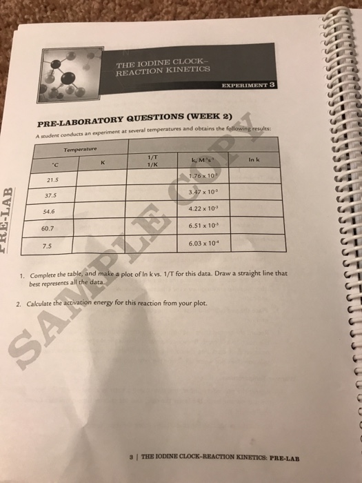 Solved IODINE CLOCK. REACTION KINETICS MENT 3 EXPER | Chegg.com