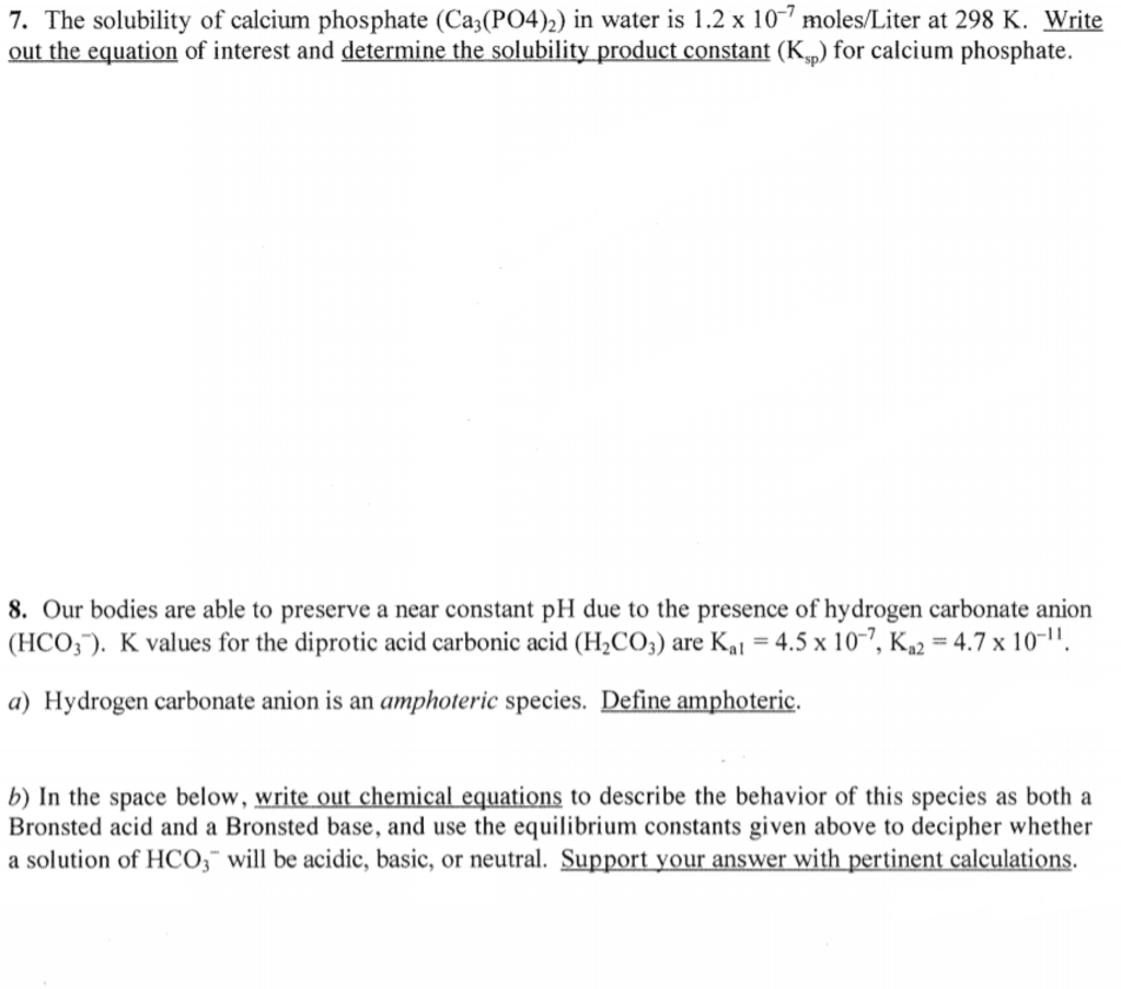 266. The solubility of calcium phosphate (Ca266(PO266)26) in  Chegg.com