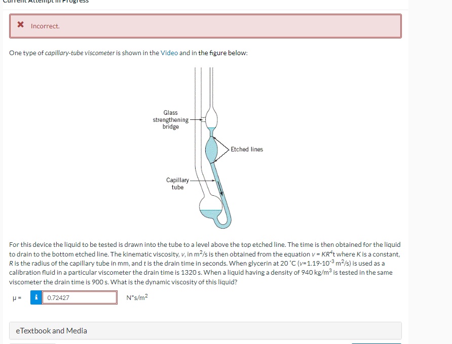 Solved One Type Of Capillary Tube Viscometer Is Shown In The Chegg Com