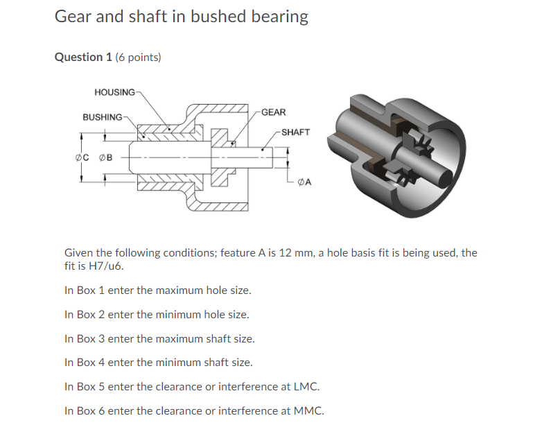 Solved Gear and shaft in bushed bearing Question 1 (6