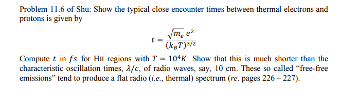 Solved Problem 11.6 Of Shu: Show The Typical Close Encounter 