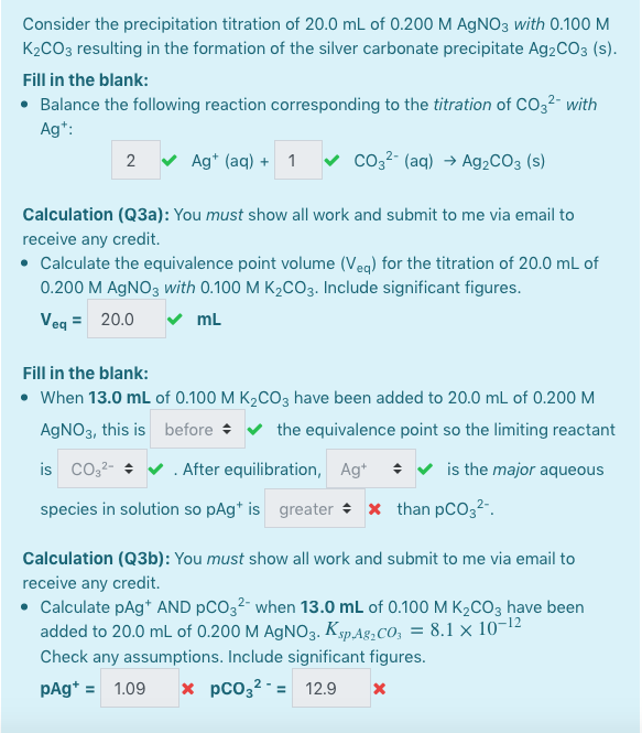 Solved Consider the precipitation titration of 20.0 mL of