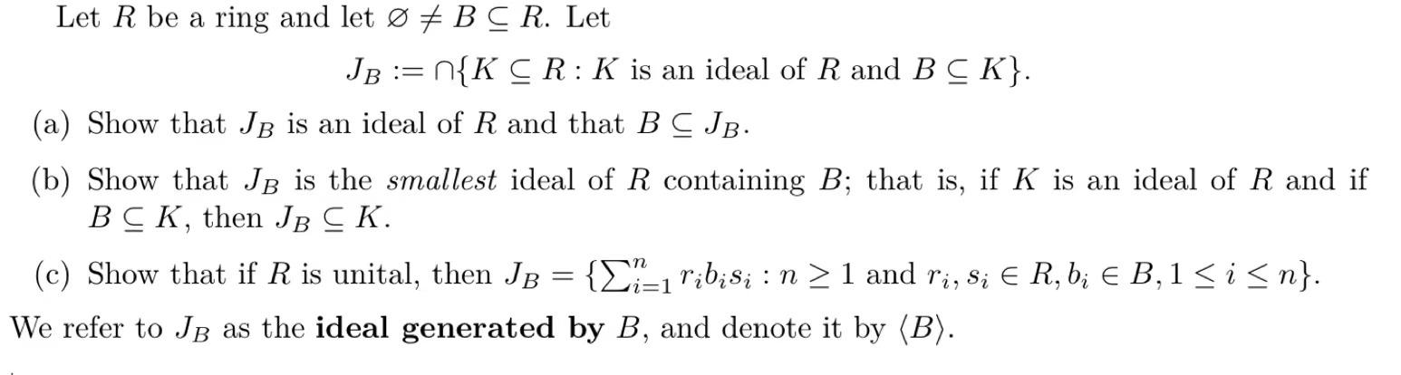 Solved Let R Be A Ring And Let O B C R Let Jb N K C Chegg Com