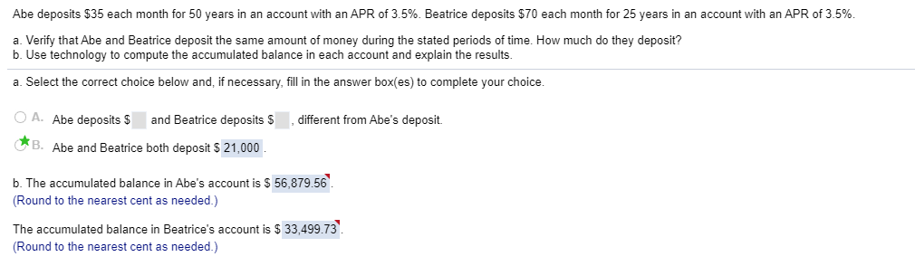 Solved Abe deposits 35 each month for 50 years in an Chegg